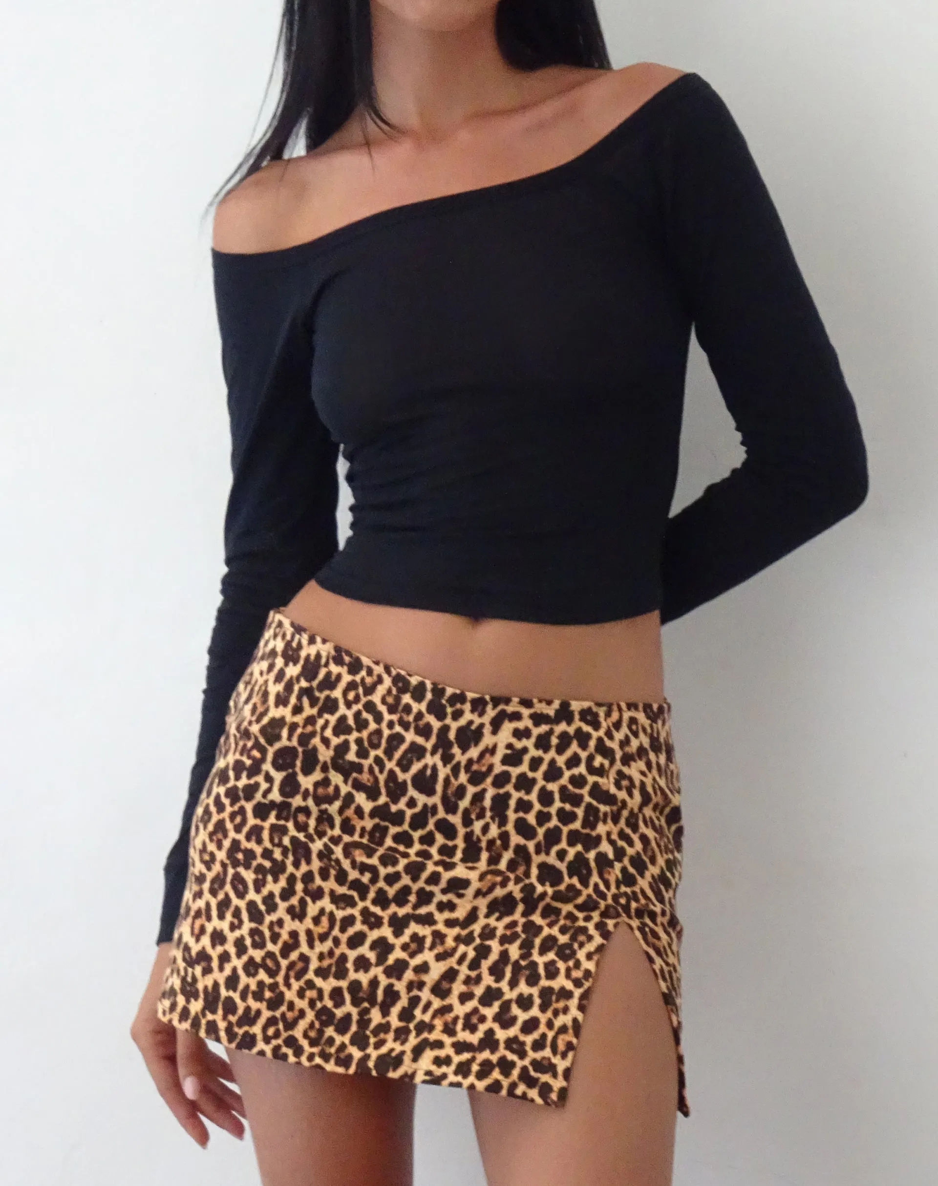 Gavya Long Sleeve Bardot Top in Black sold by Motel Rocks product image thumbnail 2