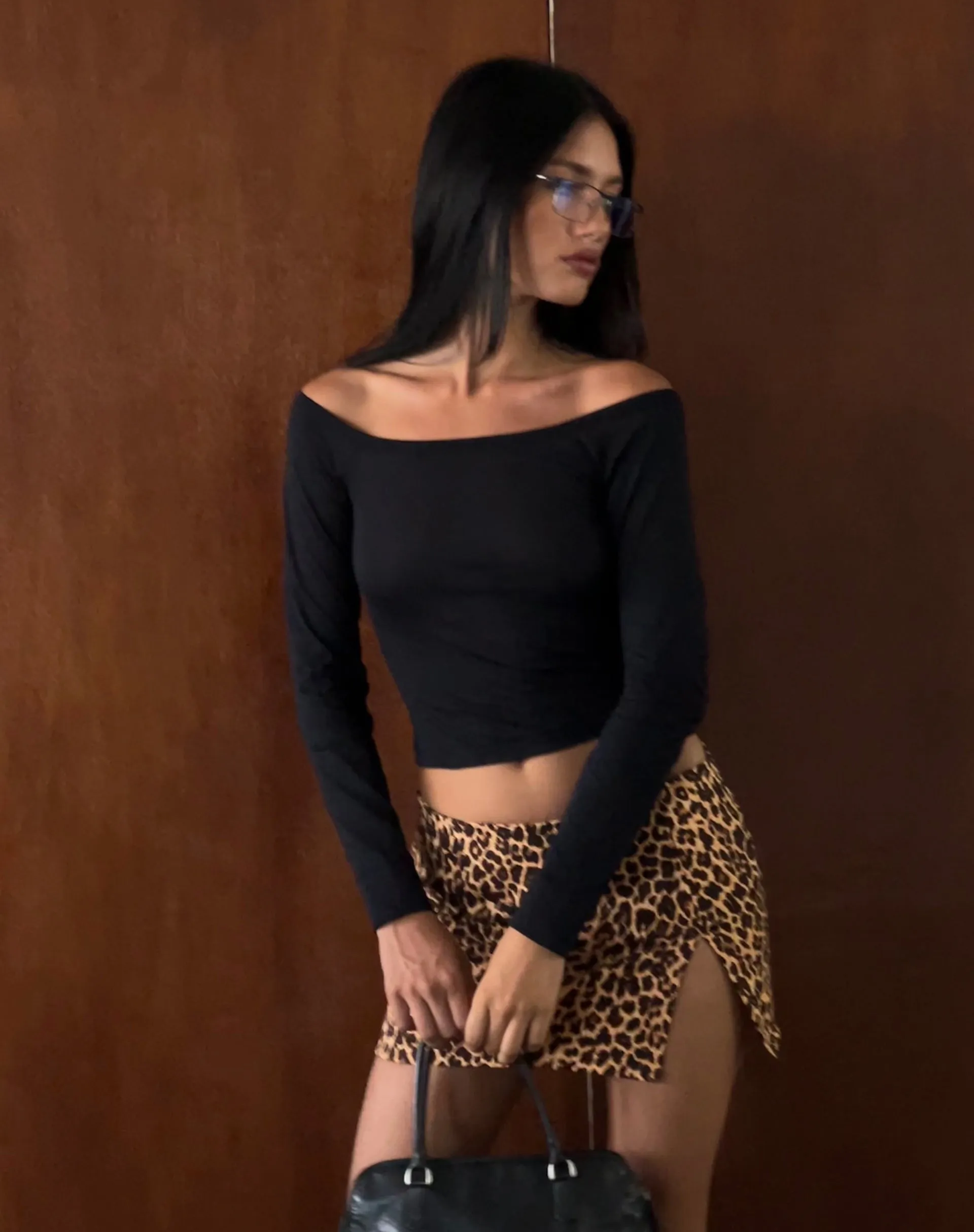Gavya Long Sleeve Bardot Top in Black sold by Motel Rocks product image thumbnail 5