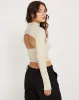 Raccet Long Sleeve Crop Top in Coconut Milk sold by Motel Rocks