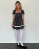 Beling Mini Tea Dress in Black Ditsy Romance sold by Motel Rocks
