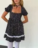 Beling Mini Tea Dress in Black Ditsy Romance sold by Motel Rocks