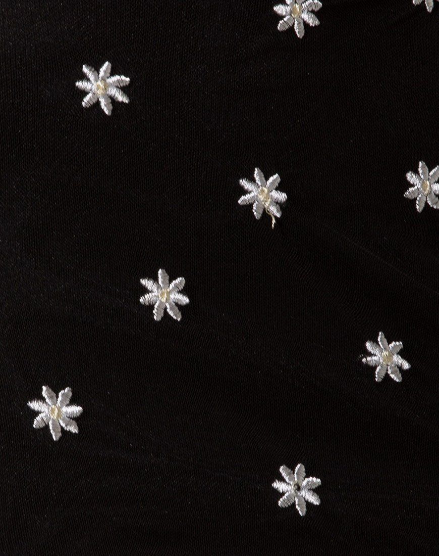 Kinnie Mini Skirt in Black Daisy Embro White sold by Motel Rocks product image thumbnail 5