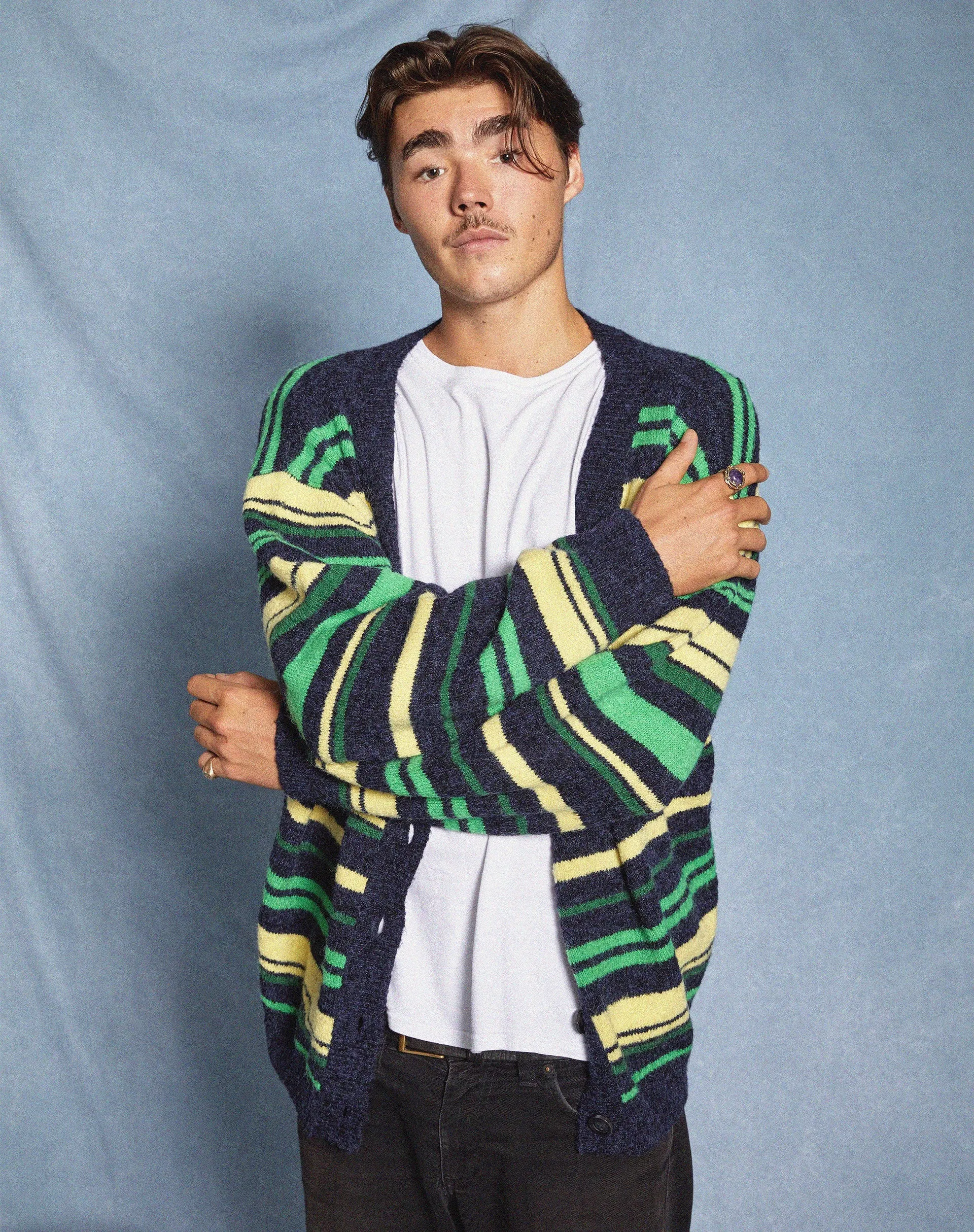 Uriela Cardi in Dark Green Stripe sold by Motel Rocks product image thumbnail 3