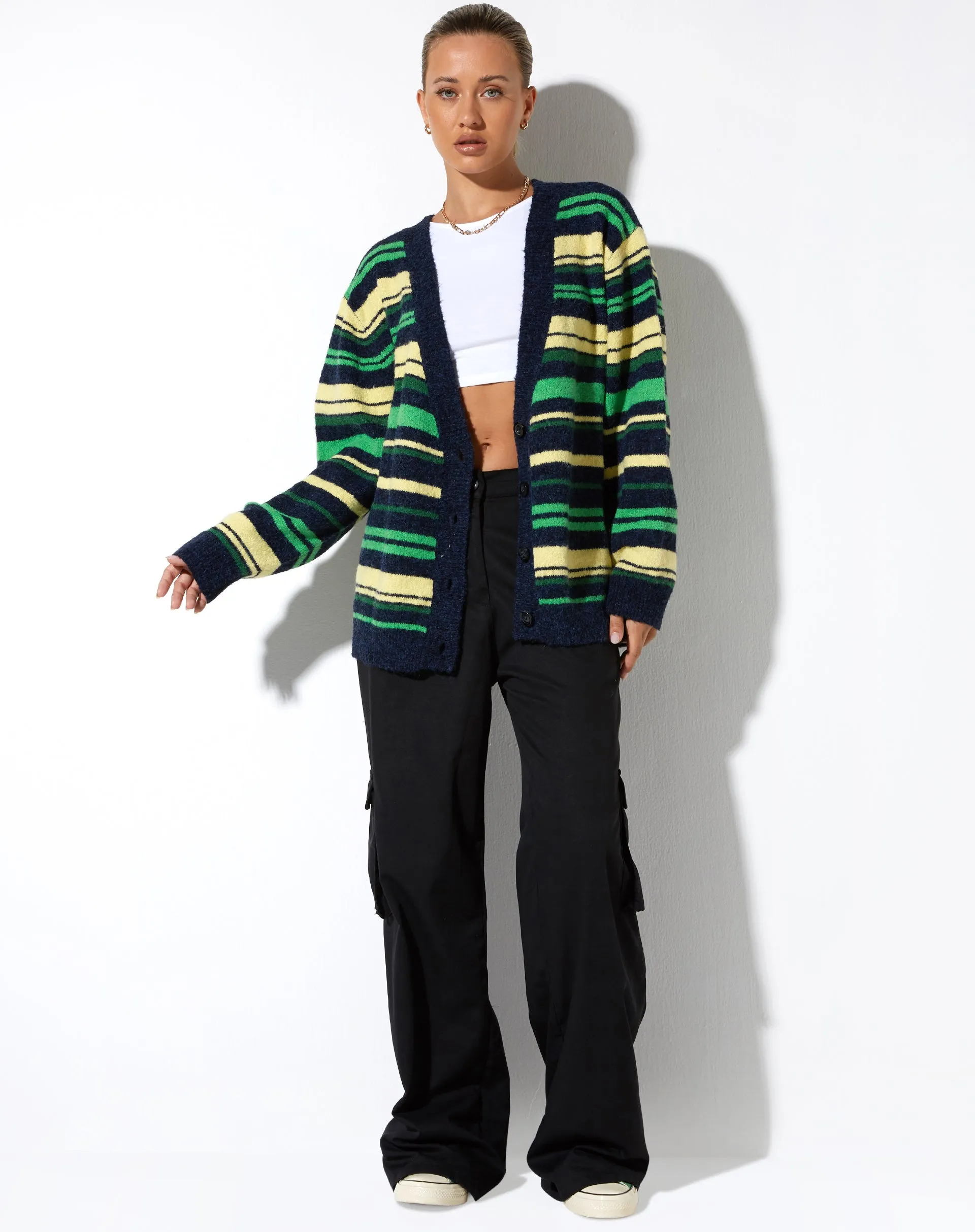Uriela Cardi in Dark Green Stripe sold by Motel Rocks product image thumbnail 5