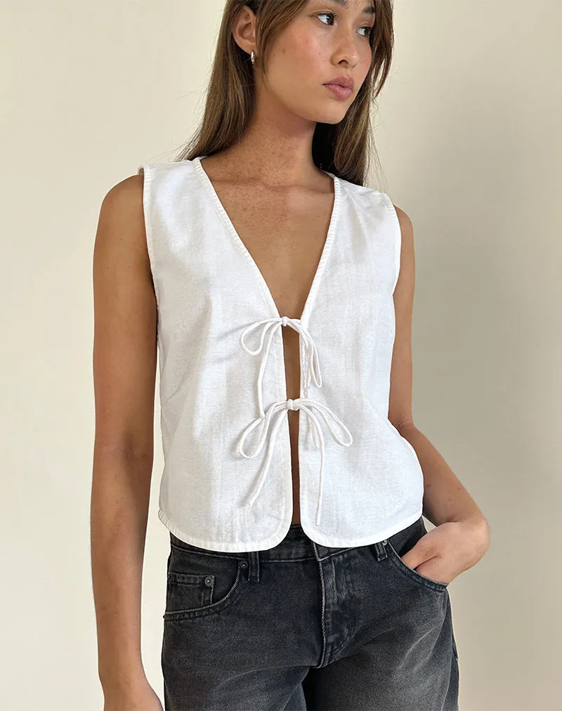 Kayve Tie Front Top in Off White sold by Motel Rocks product image thumbnail 2