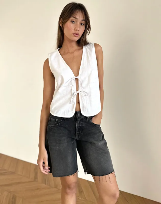Kayve Tie Front Top in Off White sold by Motel Rocks