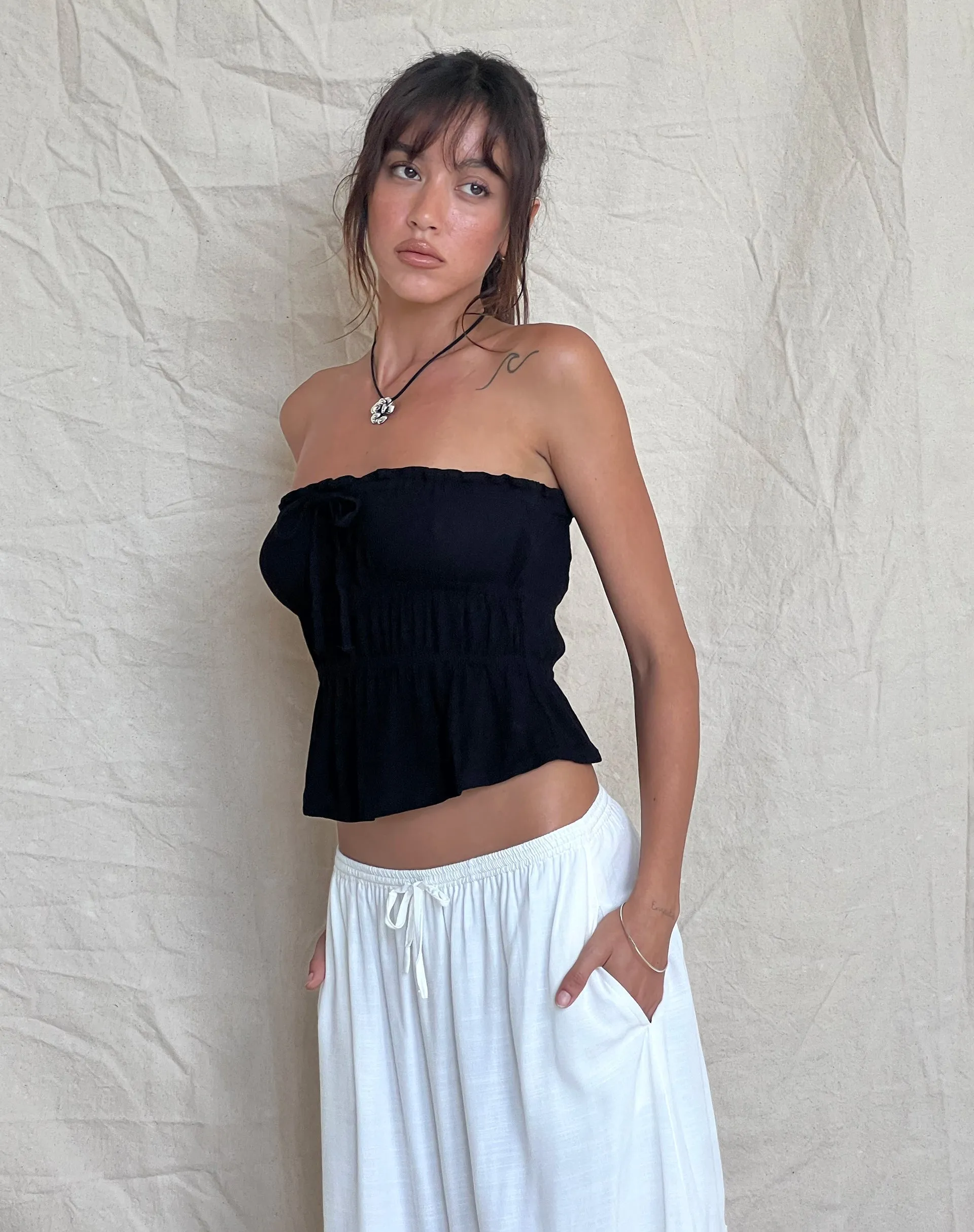 Cove Bandeau Top in Crinkle Black sold by Motel Rocks product image thumbnail 5