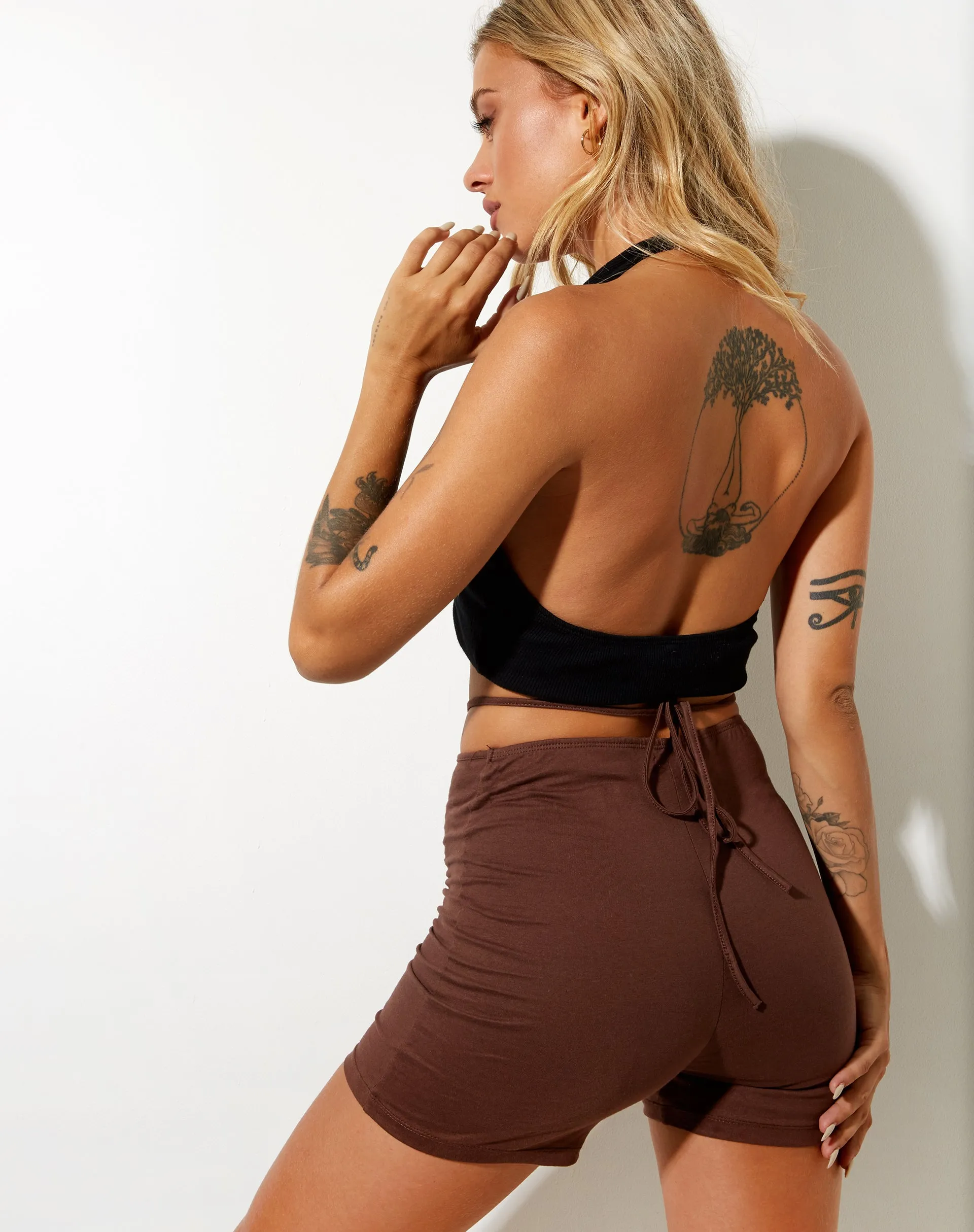 Ben Hot Pant in Lycra Deep Mahogany sold by Motel Rocks product image thumbnail 2