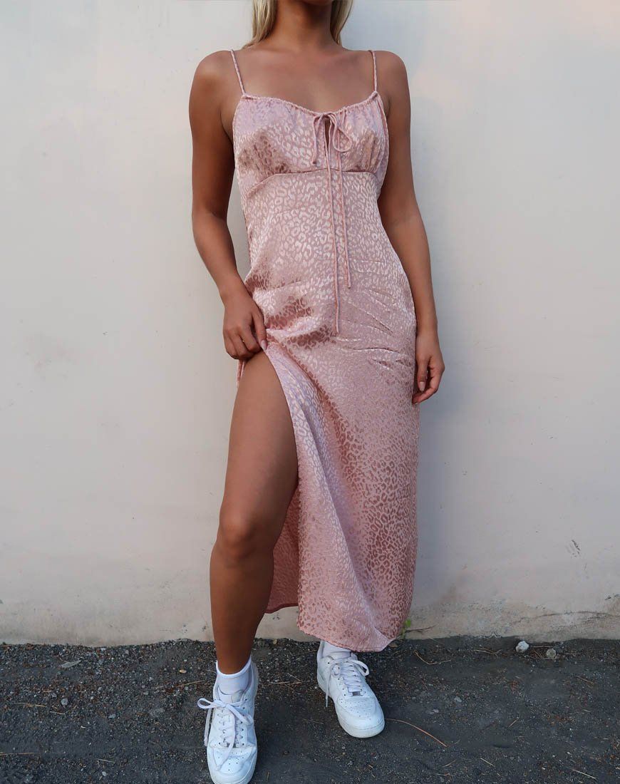 Cypress Midi Dress in Satin Cheetah Dusty Pink sold by Motel Rocks product image thumbnail 2