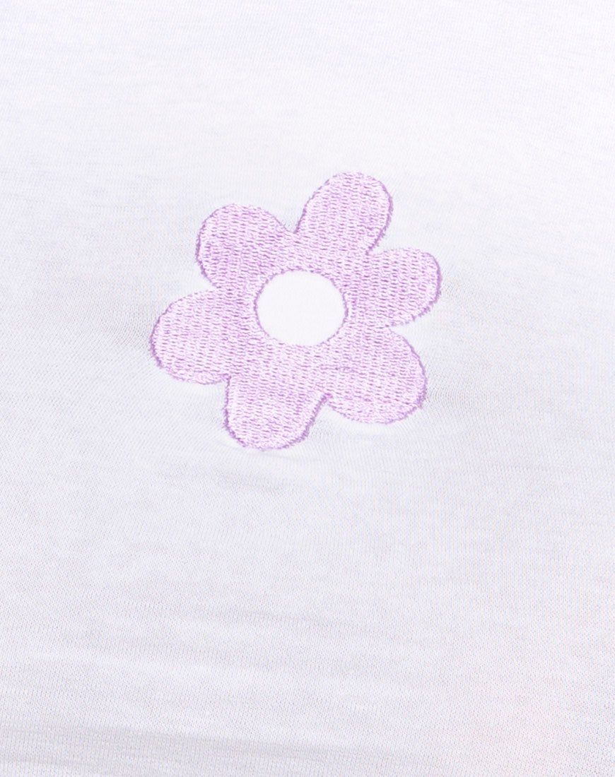 Tindy Top in White with Daisy Lilac Embro sold by Motel Rocks product image thumbnail 5