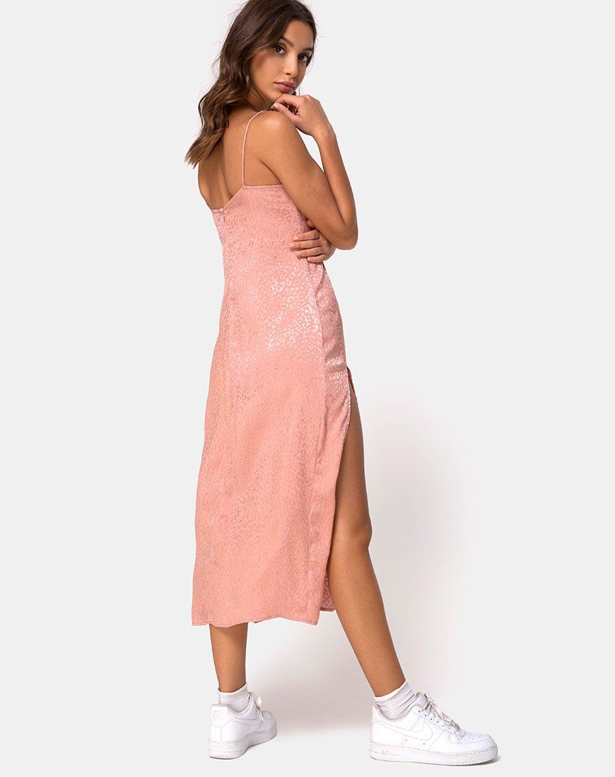 Cypress Midi Dress in Satin Cheetah Dusty Pink sold by Motel Rocks product image thumbnail 5