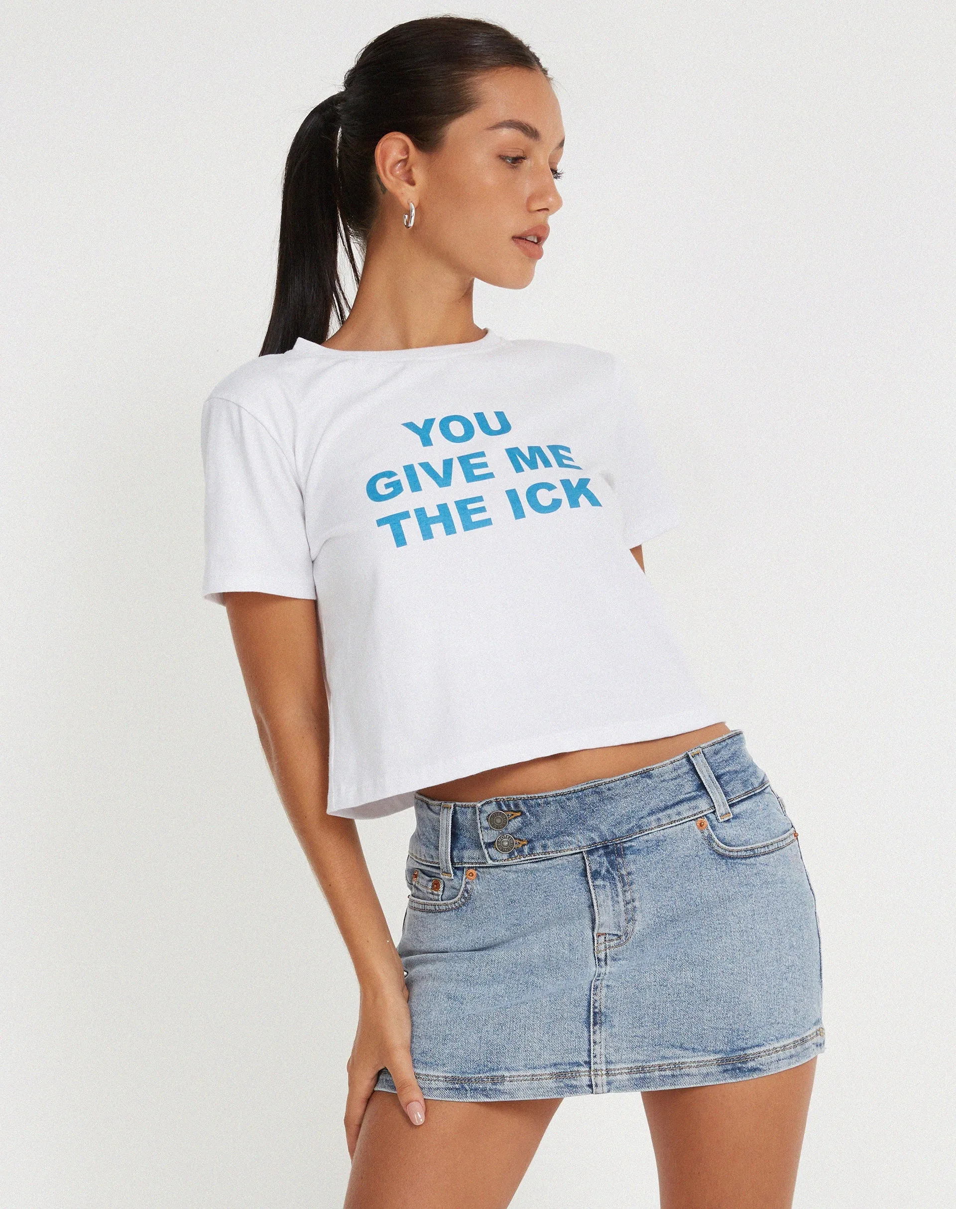 Shrunk Tee in White You Give Me The Ick sold by Motel Rocks product image thumbnail 4