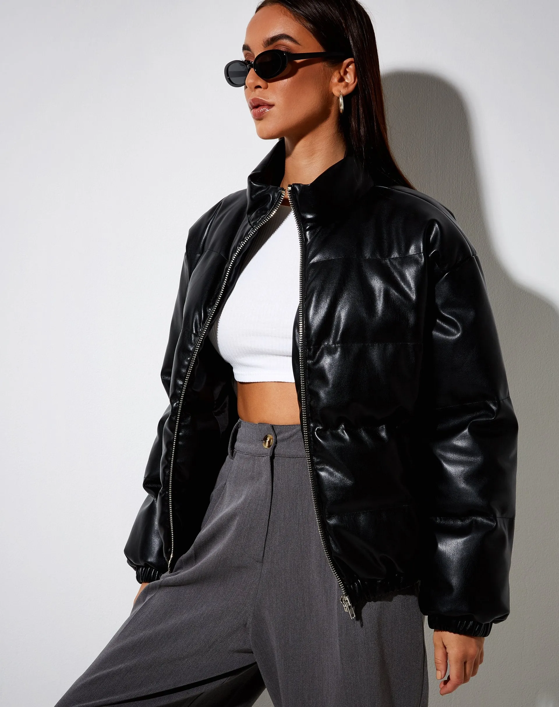 Puffa Puffer Jacket in PU Black sold by Motel Rocks product image thumbnail 2