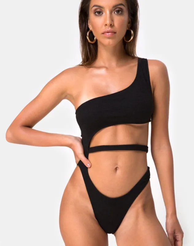 Vixie Swimsuit in Black sold by Motel Rocks