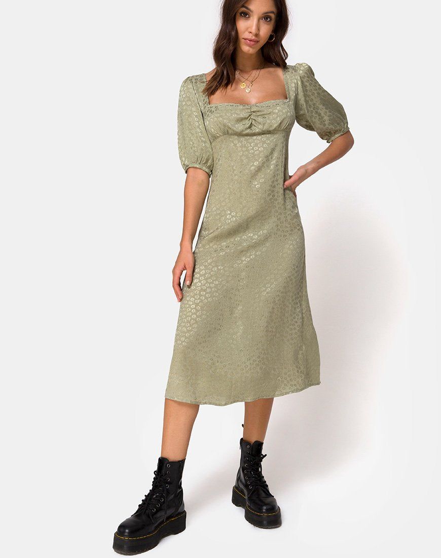 Millo Midi Dress in Satin Ditsy Rose Sage sold by Motel Rocks product image thumbnail 3