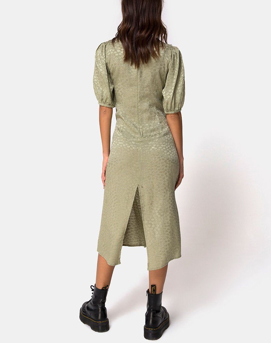 Millo Midi Dress in Satin Ditsy Rose Sage sold by Motel Rocks product image thumbnail 4