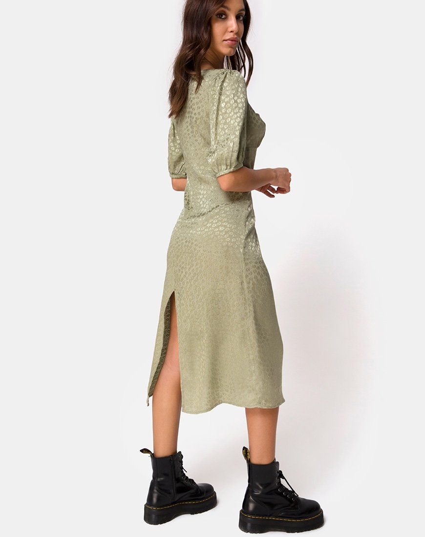 Millo Midi Dress in Satin Ditsy Rose Sage sold by Motel Rocks product image thumbnail 2