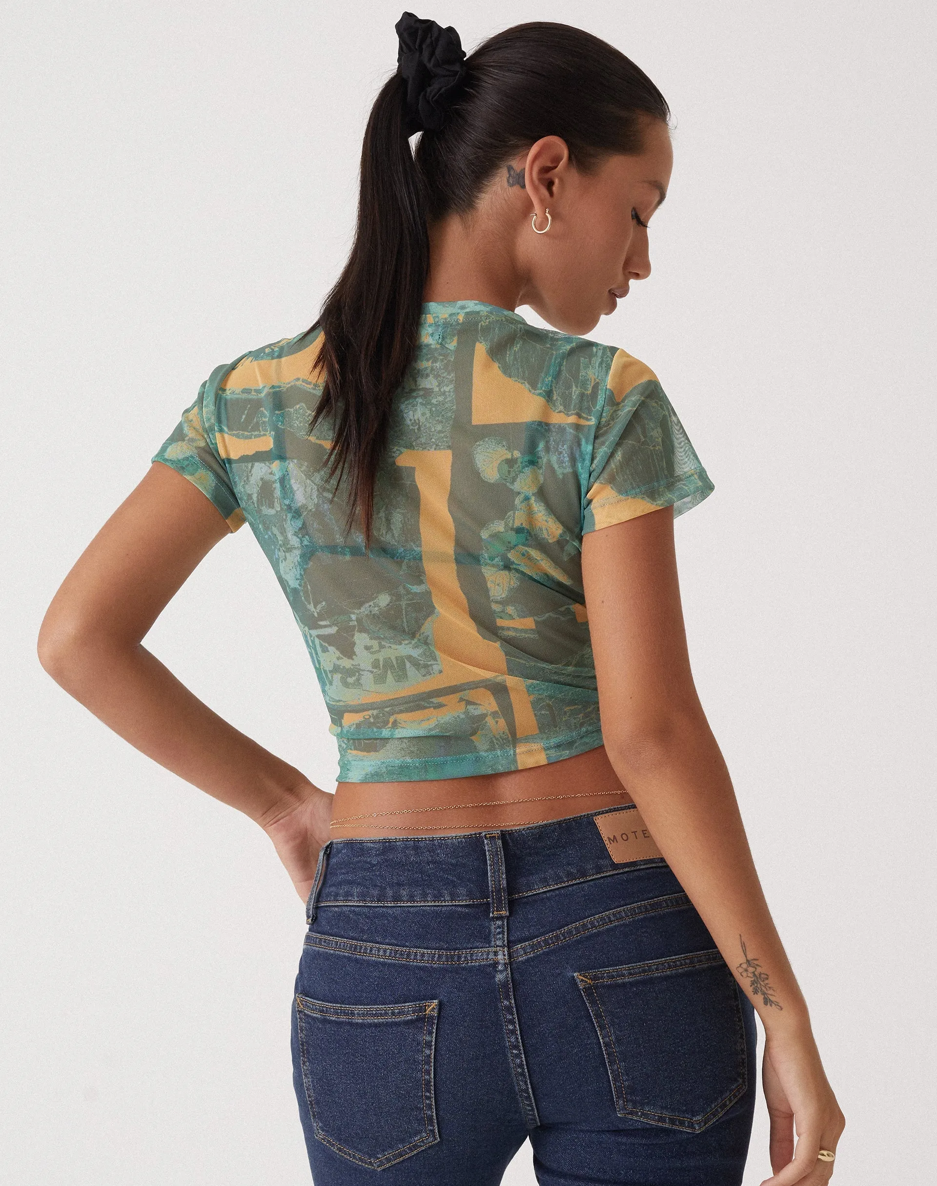 Motel x Olivia Neill Zora Top in Collage Floral Shadow Green sold by Motel Rocks product image thumbnail 5