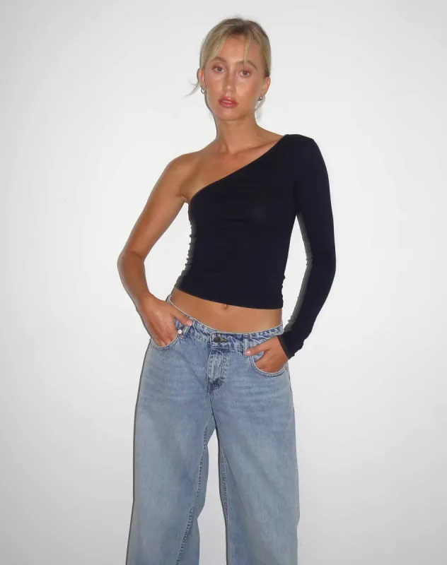 Bayge One Shoulder Top in Black made by Motel Rocks
