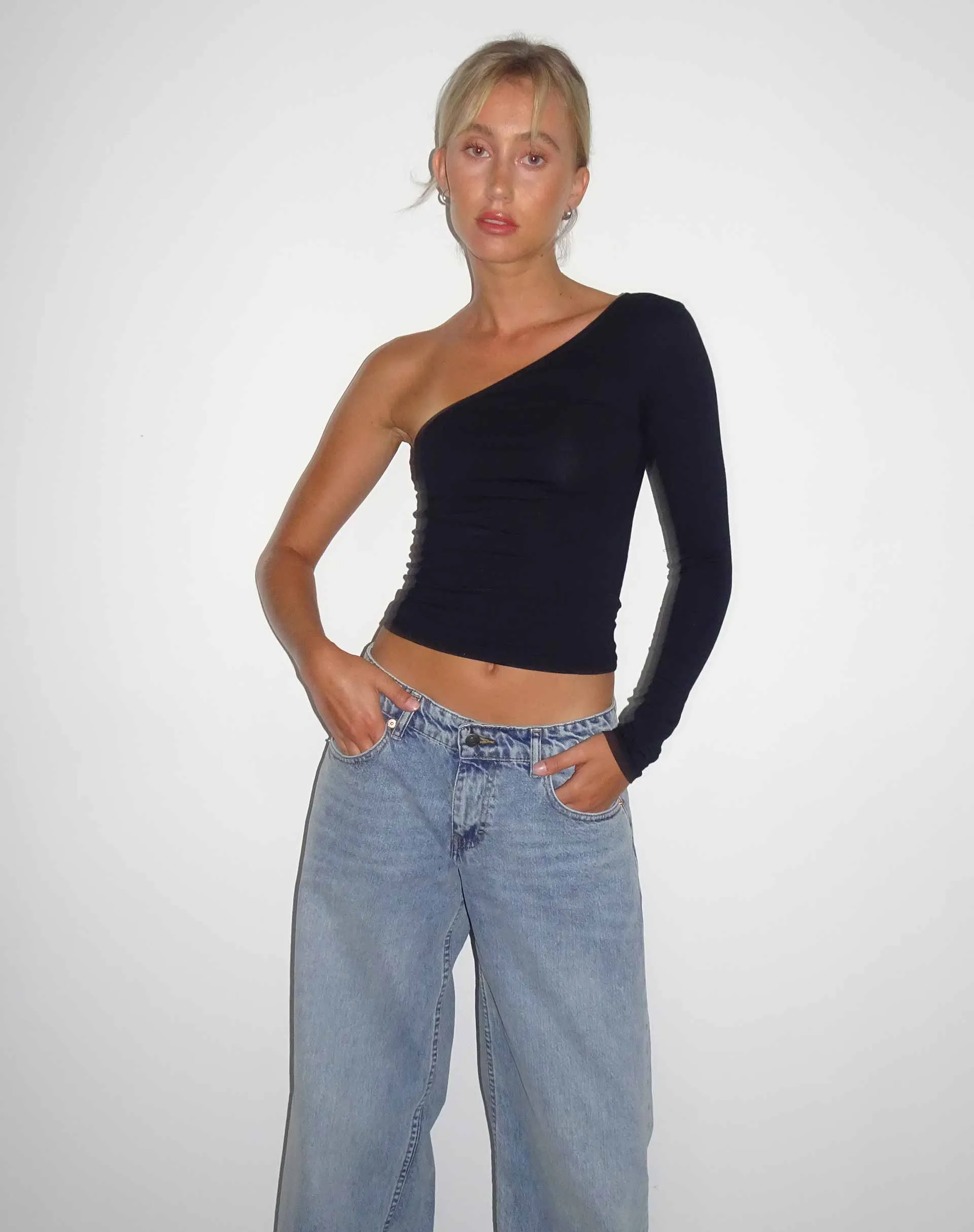 Bayge One Shoulder Top in Black sold by Motel Rocks