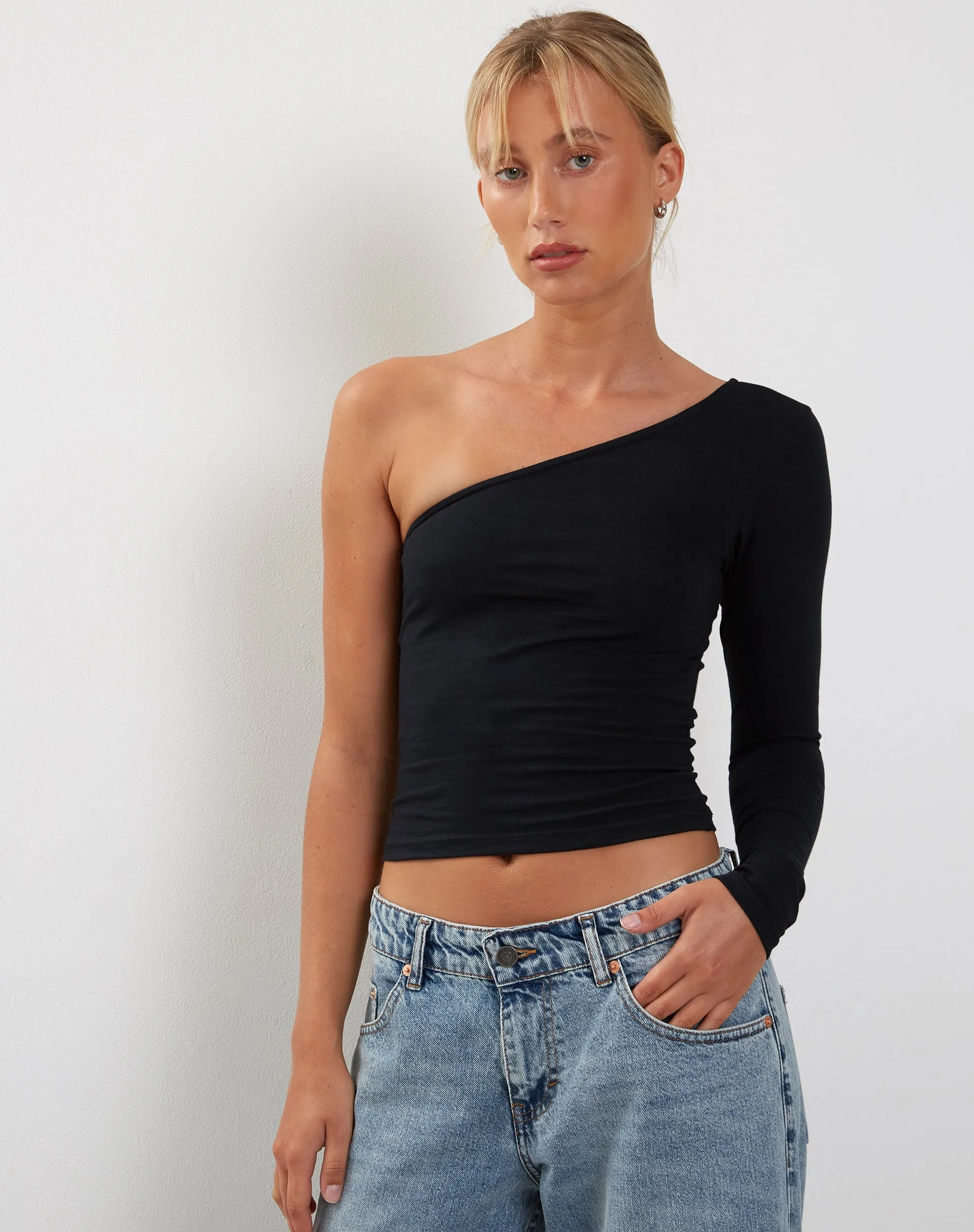 Bayge One Shoulder Top in Black sold by Motel Rocks product image thumbnail 3