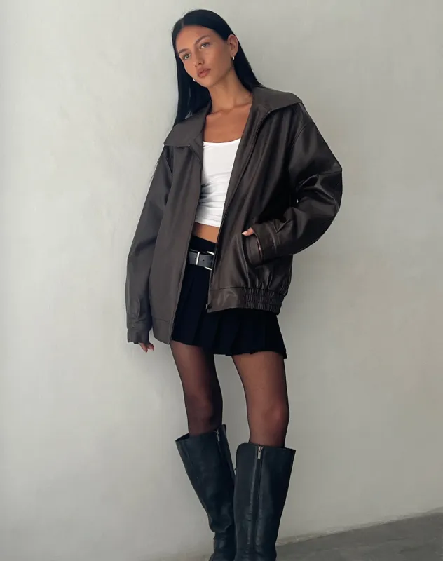 MOTEL X OLIVIA NEILL Cavita Jacket in PU Bitter Chocolate sold by Motel Rocks