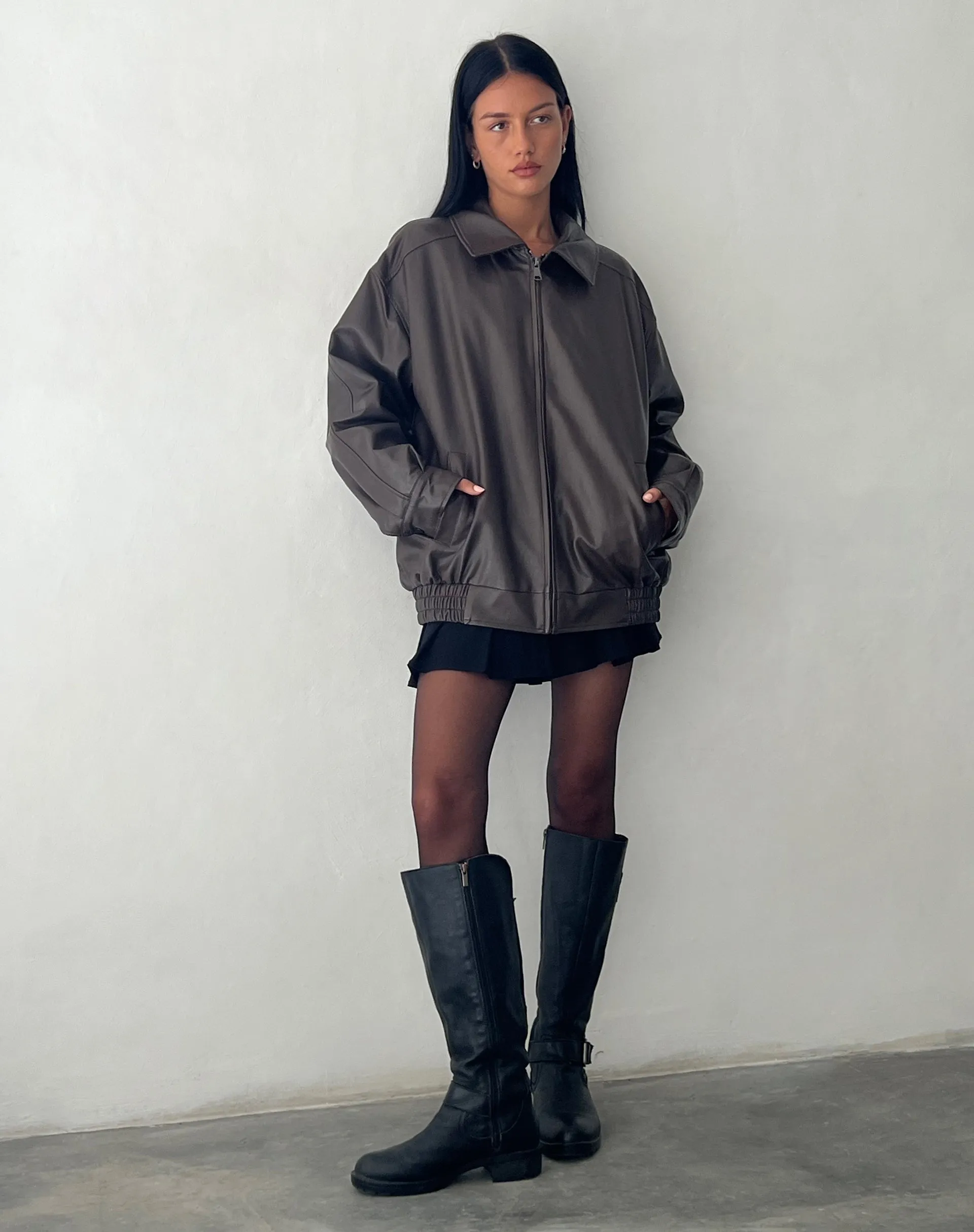 MOTEL X OLIVIA NEILL Cavita Jacket in PU Bitter Chocolate sold by Motel Rocks product image thumbnail 4