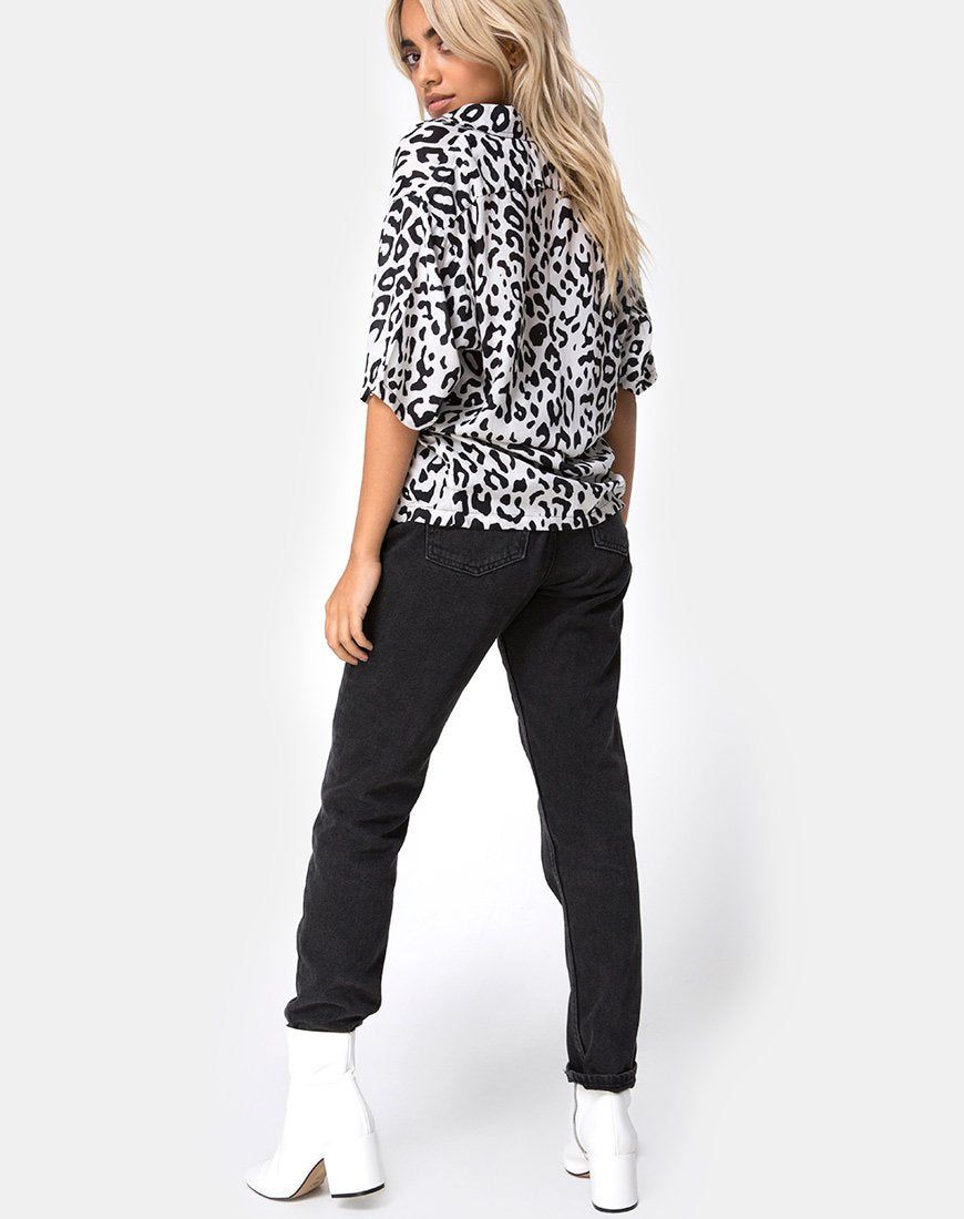 Hawaiian Shirt in Mono Animal Grey and White sold by Motel Rocks product image thumbnail 4