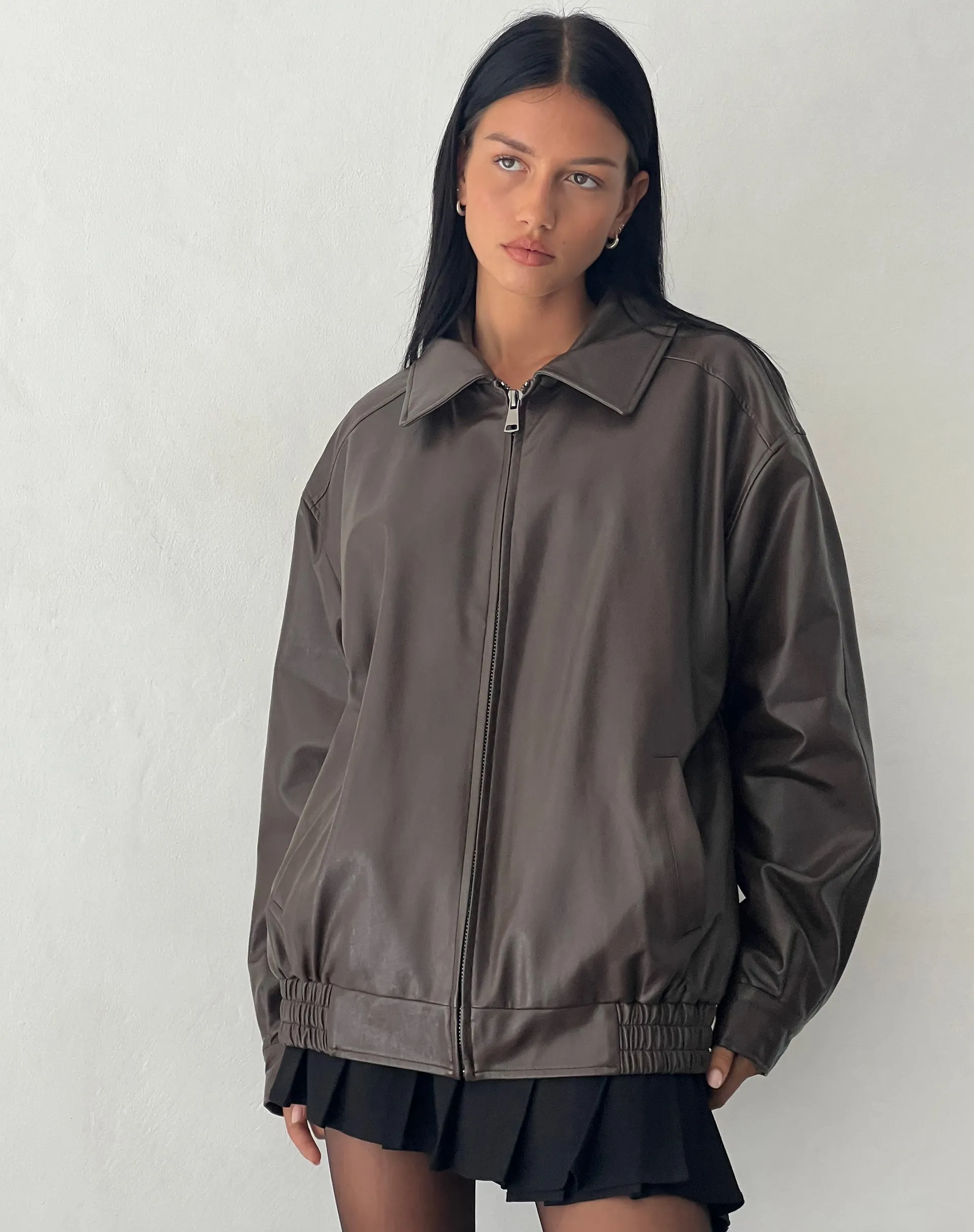 MOTEL X OLIVIA NEILL Cavita Jacket in PU Bitter Chocolate sold by Motel Rocks product image thumbnail 3