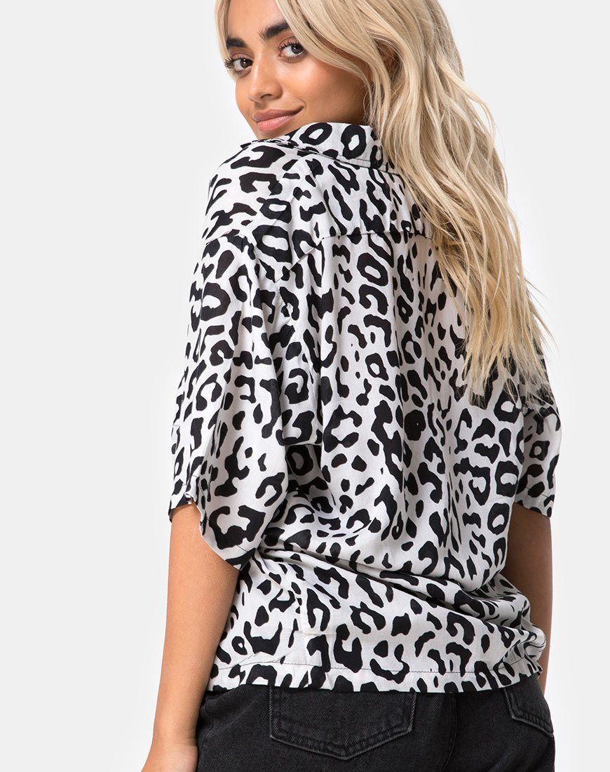 Hawaiian Shirt in Mono Animal Grey and White sold by Motel Rocks product image thumbnail 2