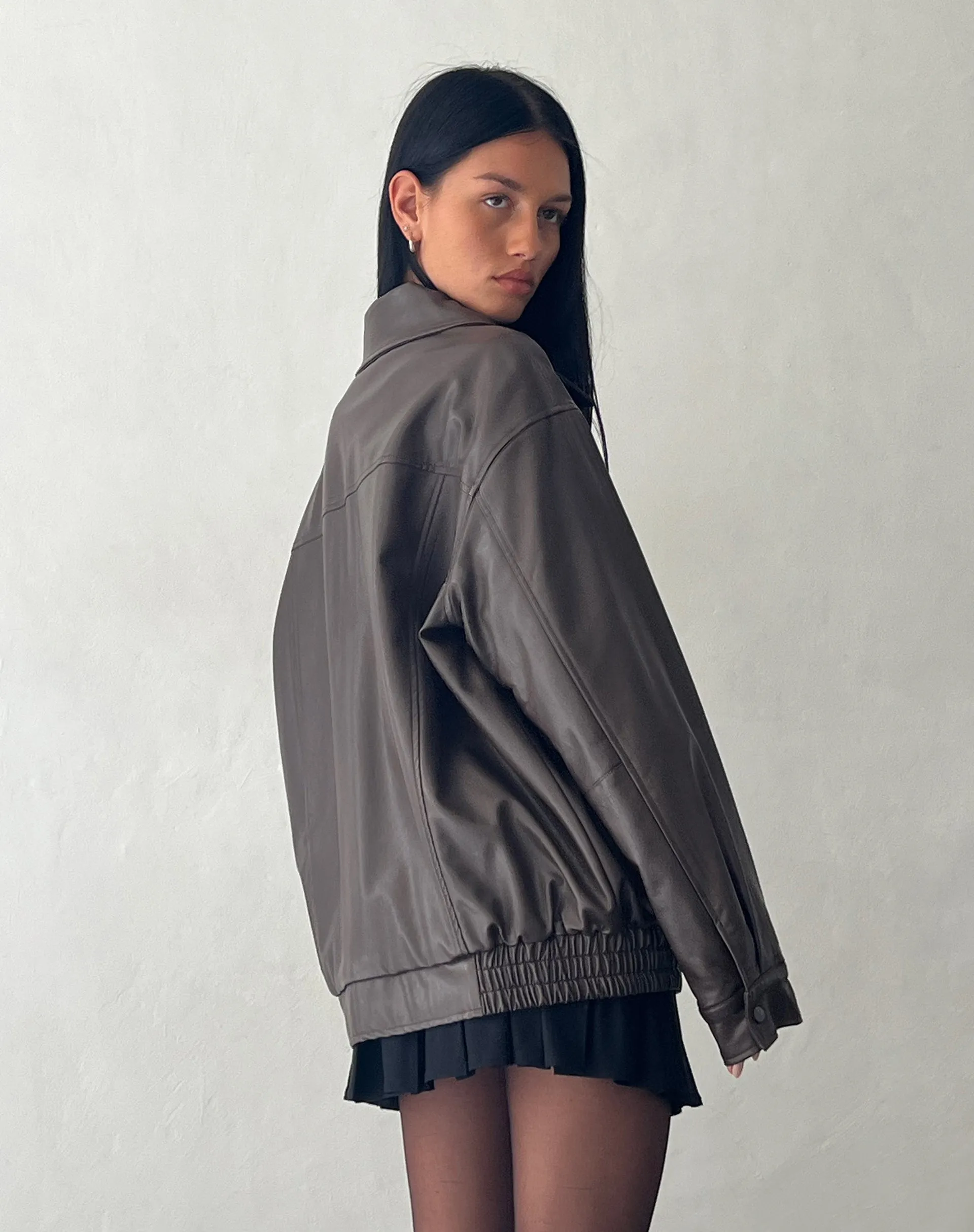 MOTEL X OLIVIA NEILL Cavita Jacket in PU Bitter Chocolate sold by Motel Rocks product image thumbnail 2
