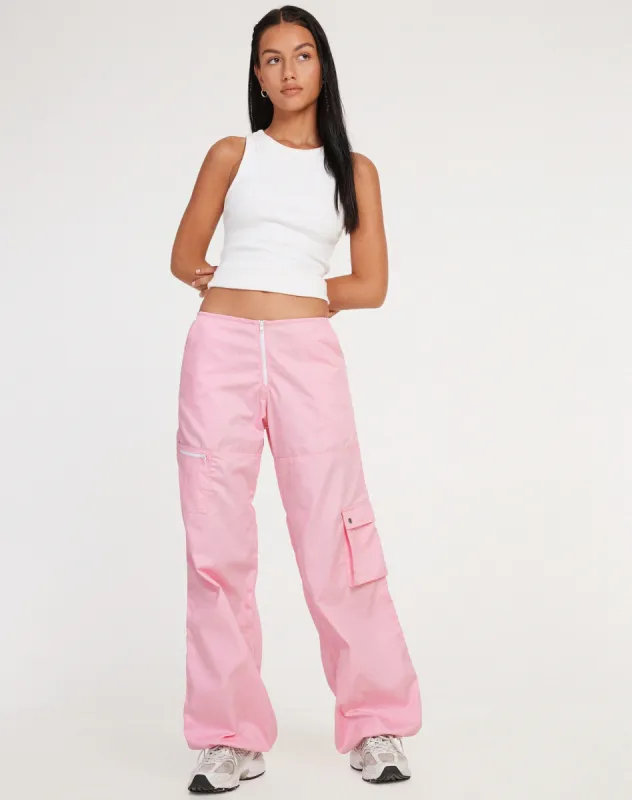 Xander Cargo Trouser in Cotton Drill Blush Pink made by Motel Rocks
