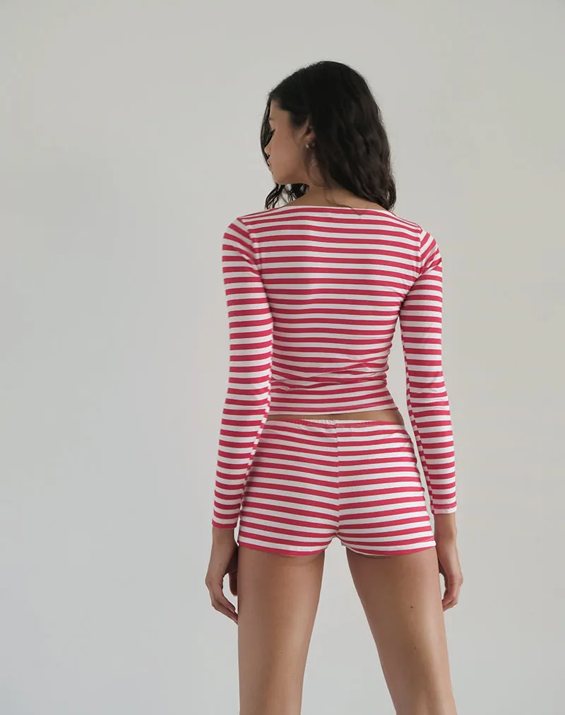 Biga Long Sleeve Top in Red and White Stripe sold by Motel Rocks product image thumbnail 5