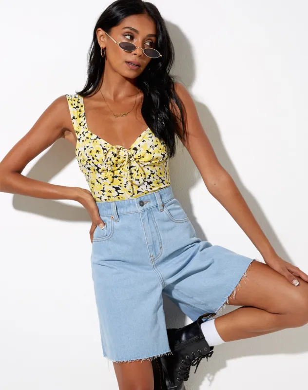 Ridis Vest Crop Top in Sunflower Pop Yellow sold by Motel Rocks