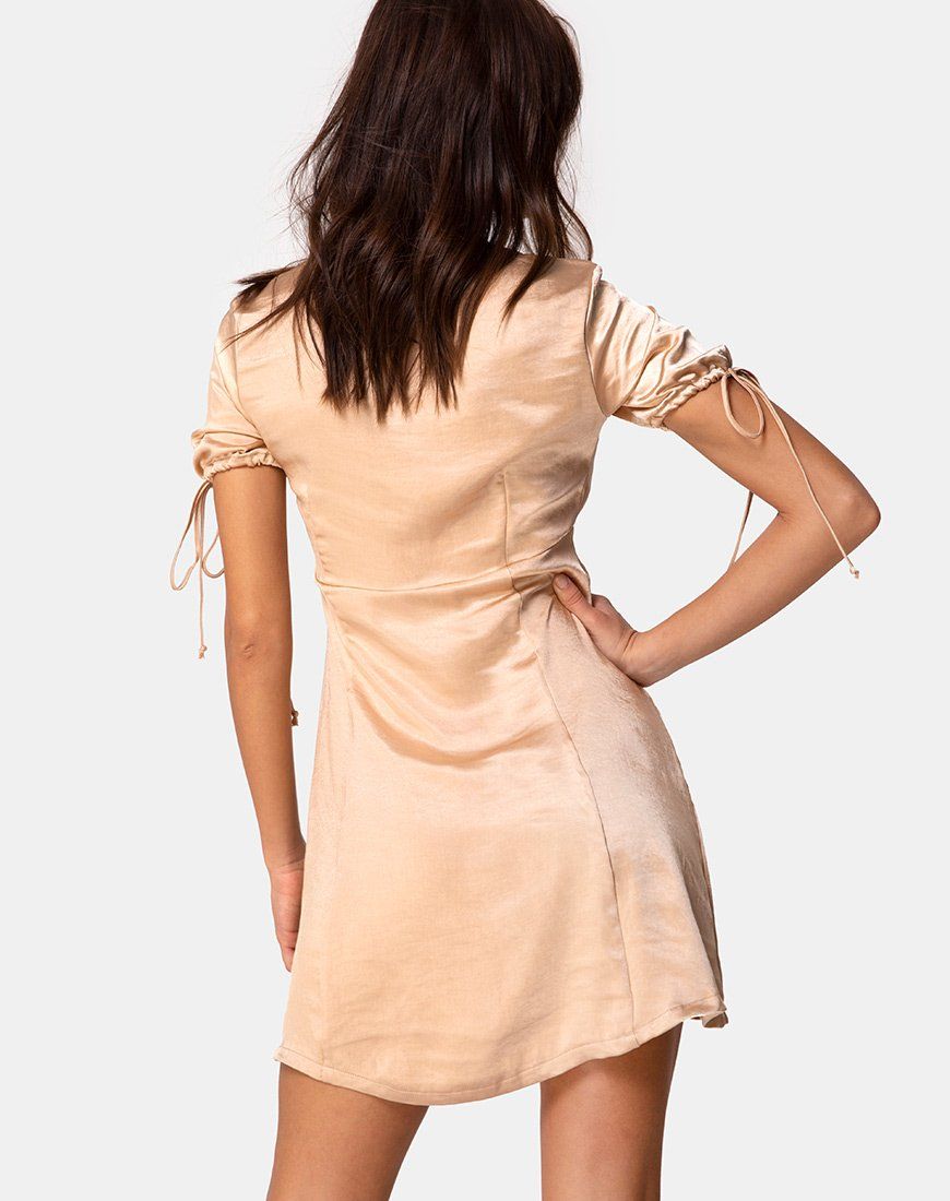 Guenette Dress in Satin Gold sold by Motel Rocks product image thumbnail 2