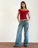 Chacha Ribbed Top in Adrenaline Red with Lace Trim sold by Motel Rocks