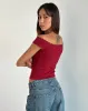 Chacha Ribbed Top in Adrenaline Red with Lace Trim sold by Motel Rocks