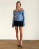 Lutana Top in Lumen Mesh Blue sold by Motel Rocks