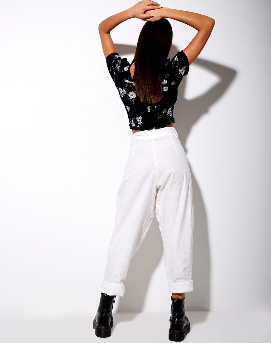 Raquel Crop Top in Mono Flower Black sold by Motel Rocks product image thumbnail 4