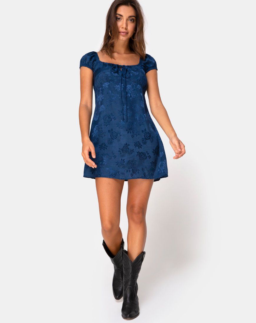 Gaval Mini Dress in Satin Rose Midnight sold by Motel Rocks product image thumbnail 3