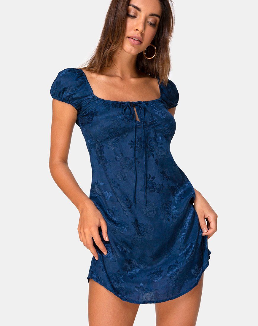 Gaval Mini Dress in Satin Rose Midnight sold by Motel Rocks