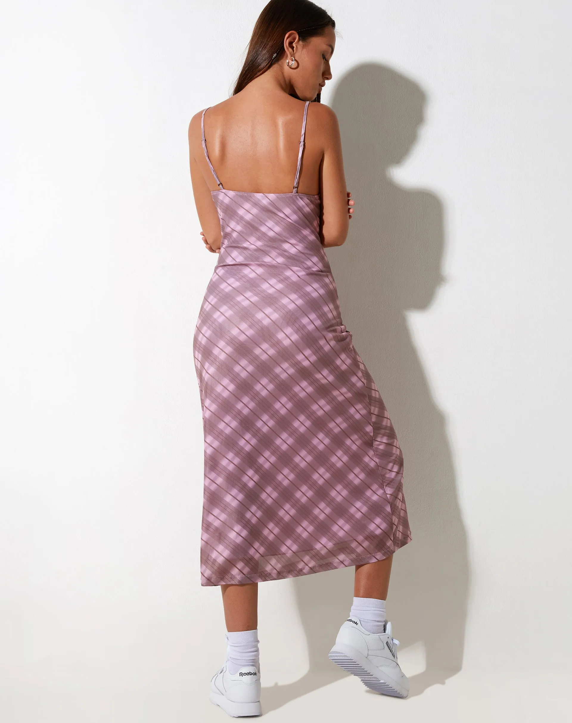 Kalana Midi Dress in Pink Blurred Check sold by Motel Rocks product image thumbnail 2