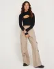 Raccet Long Sleeve Crop Top in Black sold by Motel Rocks