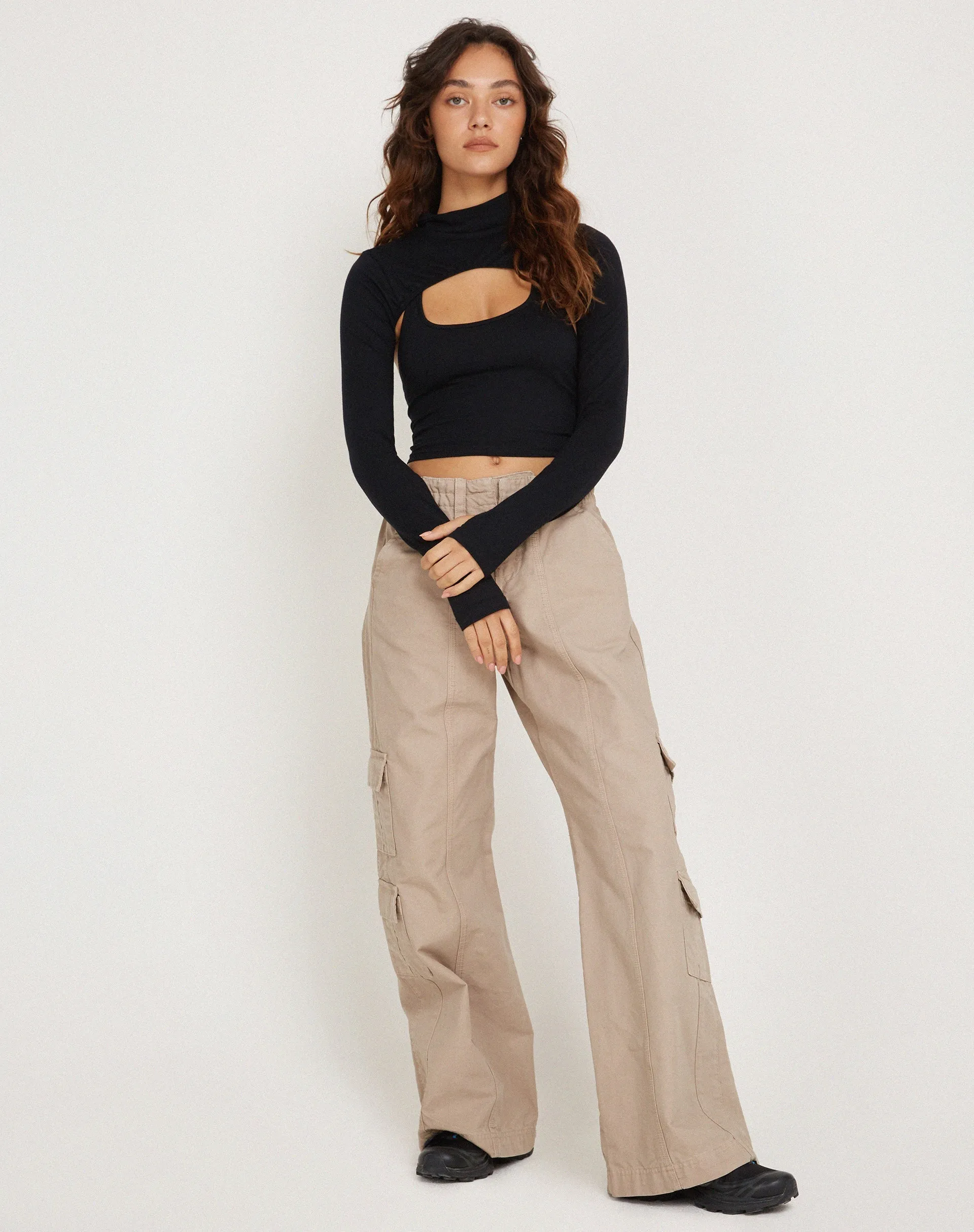 Raccet Long Sleeve Crop Top in Black sold by Motel Rocks product image thumbnail 5