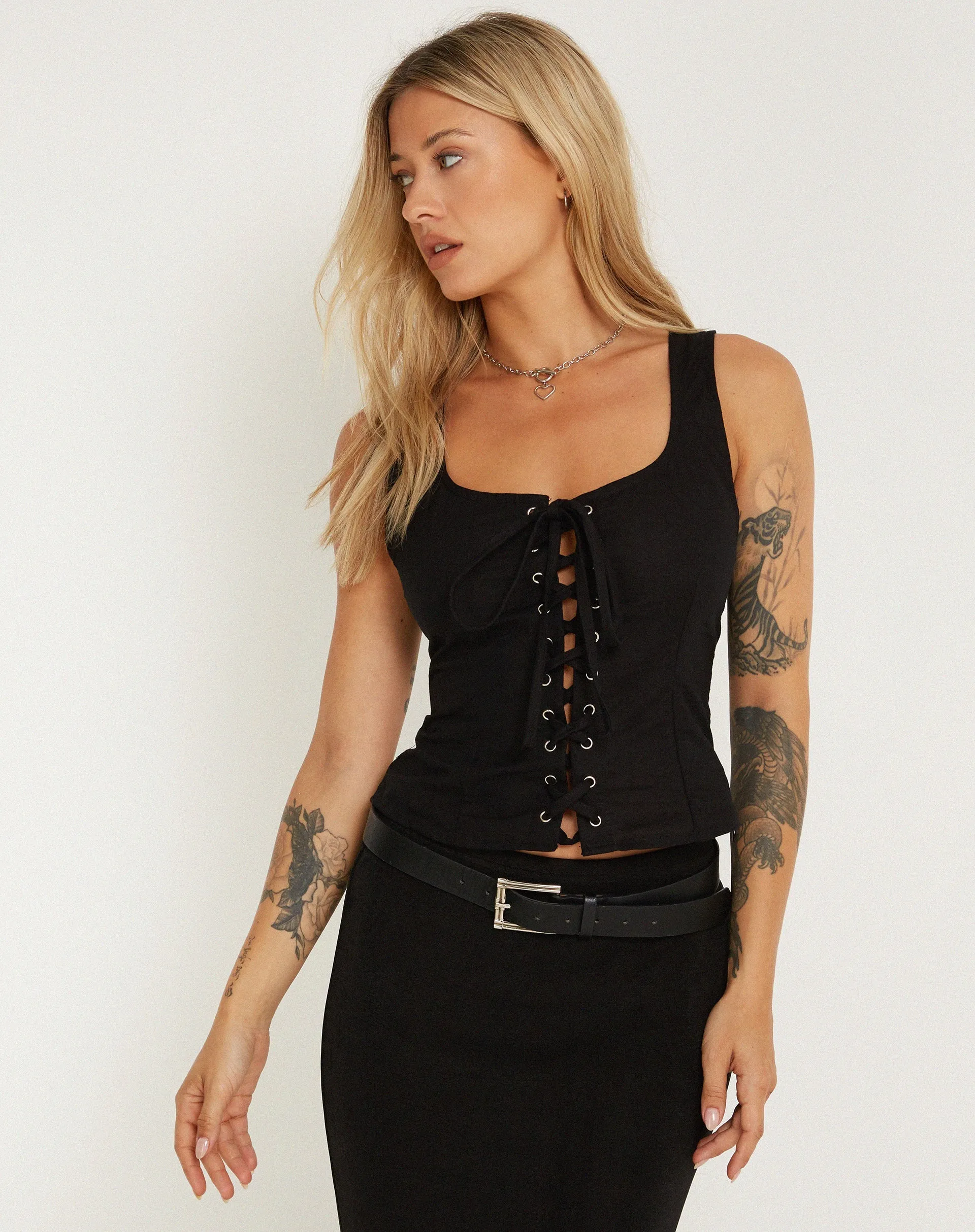 Inga Corset Top in Black sold by Motel Rocks product image thumbnail 2