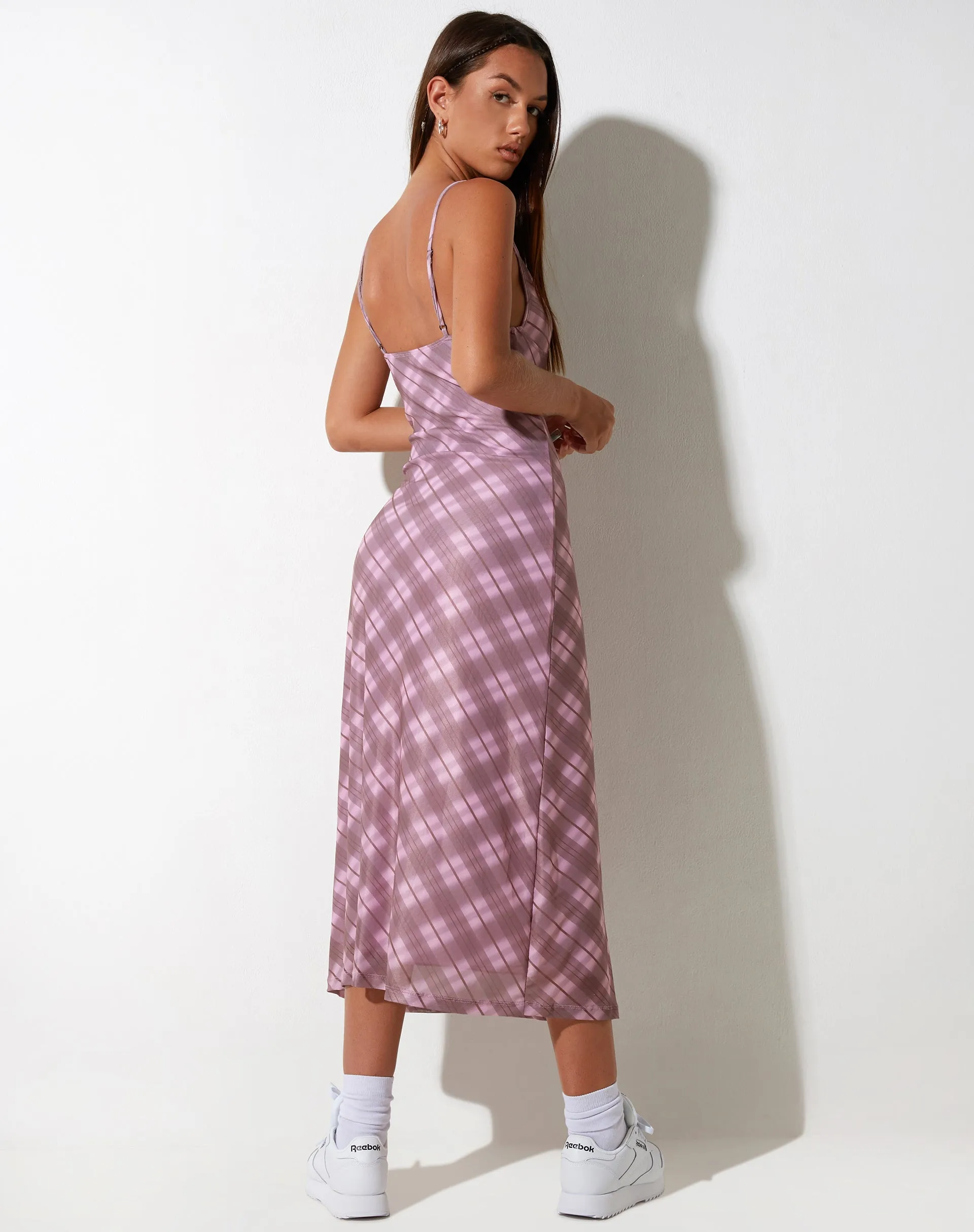 Kalana Midi Dress in Pink Blurred Check sold by Motel Rocks product image thumbnail 4