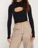 Raccet Long Sleeve Crop Top in Black sold by Motel Rocks