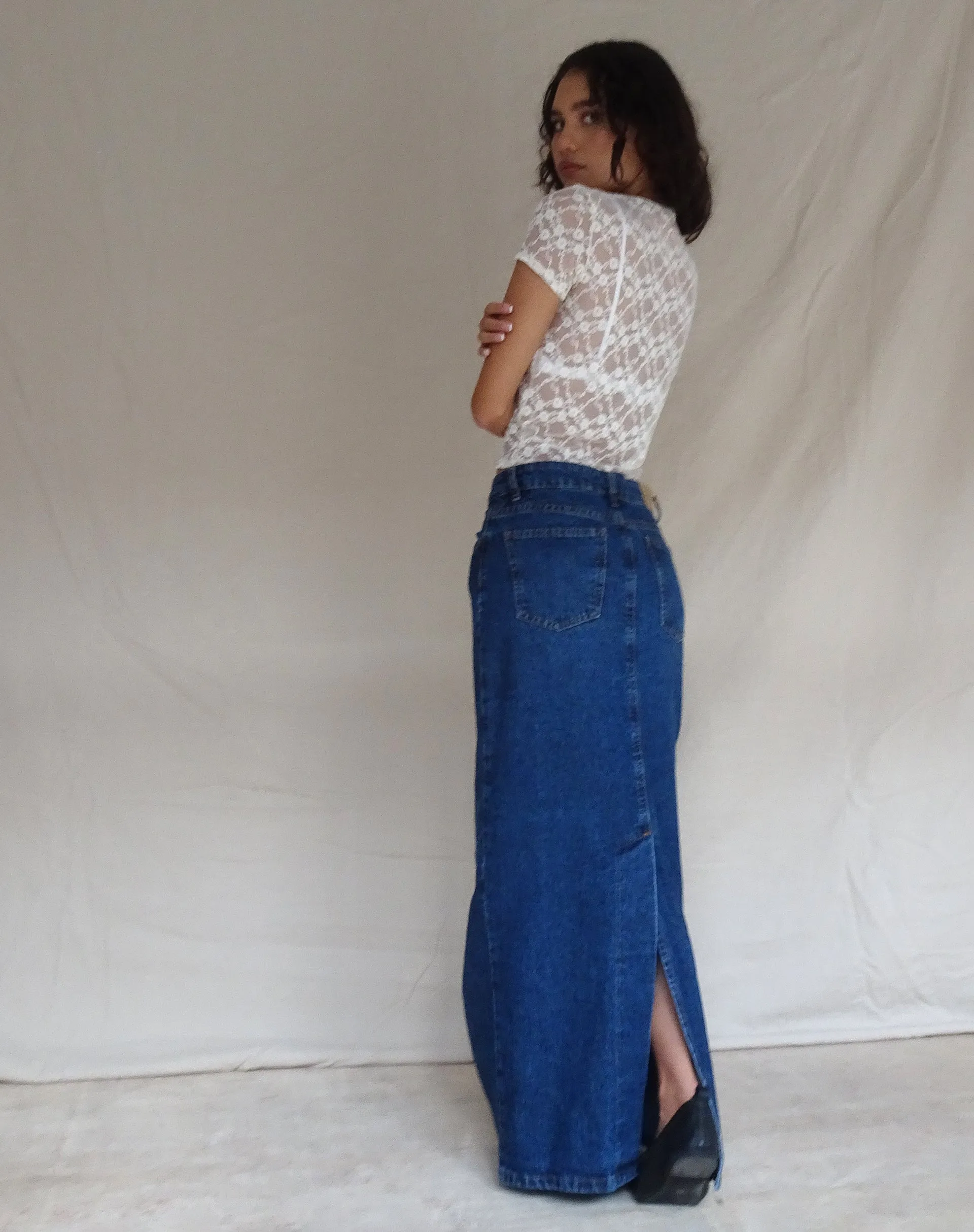 Low Rise Denim Maxi Skirt in Mid Blue Used sold by Motel Rocks product image thumbnail 5