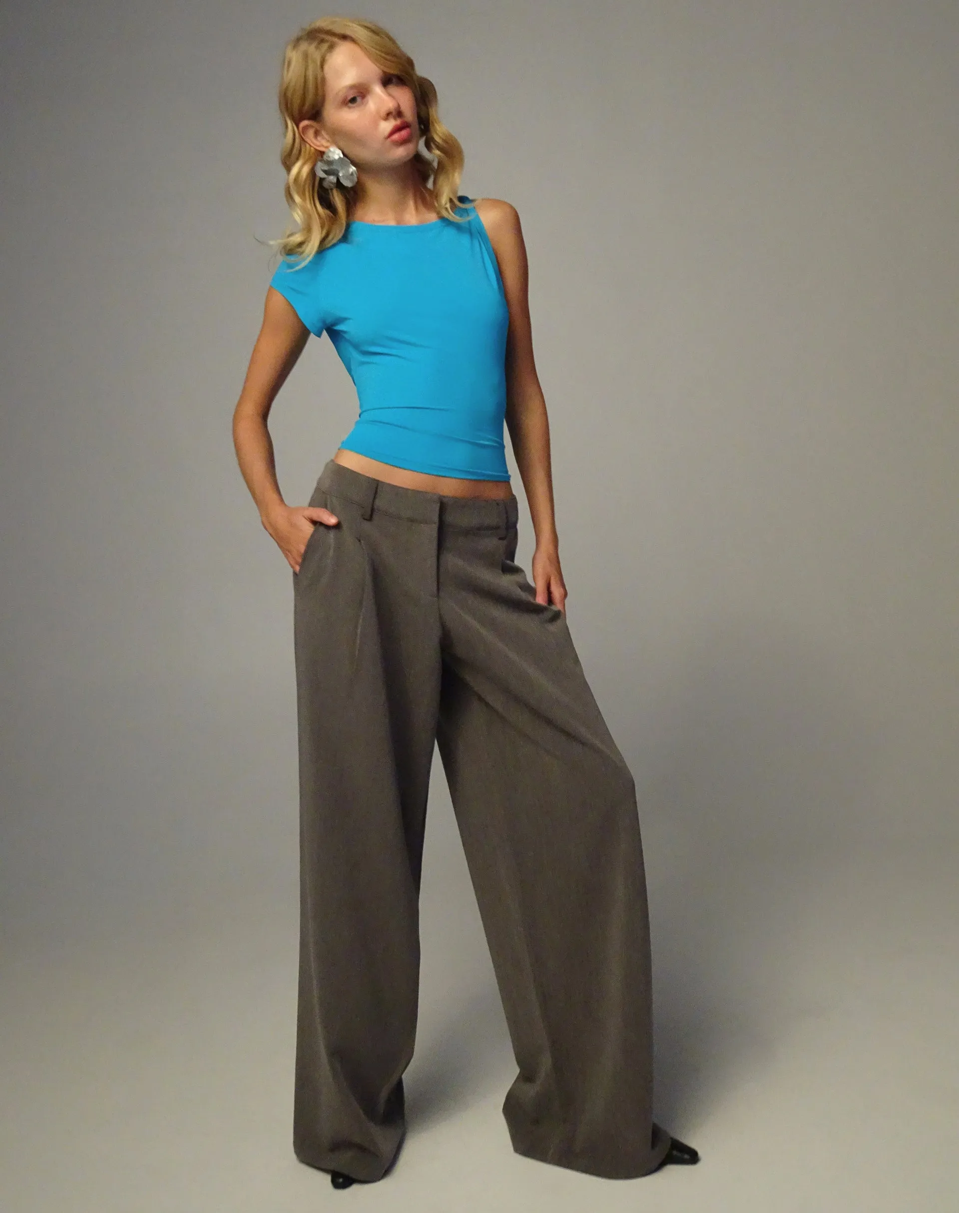 Dannas Asymmetric Top in Aqua Blue sold by Motel Rocks product image thumbnail 3