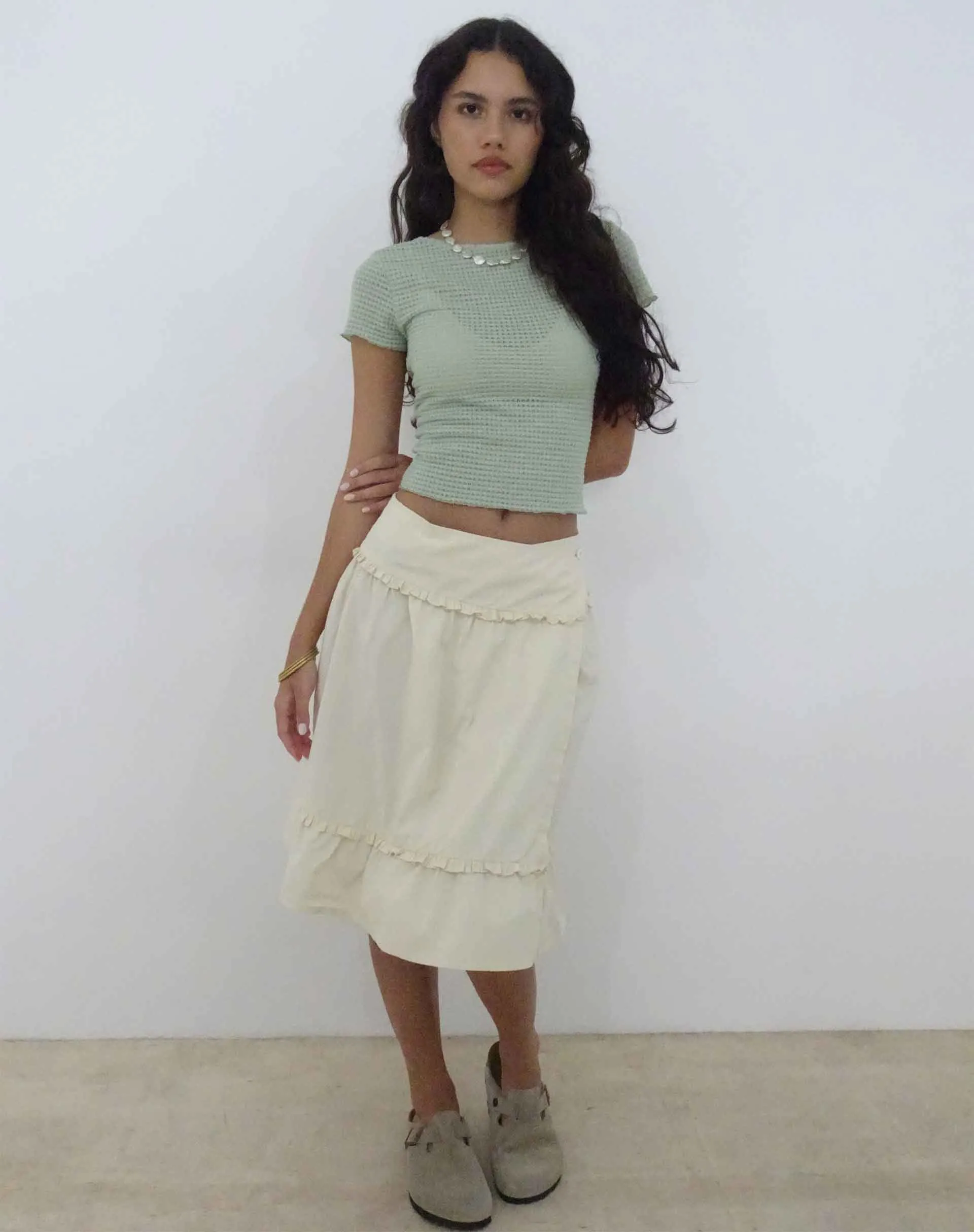 Xiwang Crop Top in Sage Textured Crochet sold by Motel Rocks product image thumbnail 5